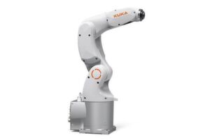 Kleinroboter KR 3 AGILUS: Der Kleinroboter KR 3 Agilus findet Einsatz bei der Herstellung und Montage kleinster Bauteile oder bei Produkten, die auf engstem Raum produziert werden müssen. Als einer der schnellsten Roboter in der 3-kg-Klasse zeichnet er sich durch sehr kurze Taktzeiten und eine hohe Wiederholgenauigkeit aus. Zudem erreicht der Roboter durch sein geringes Eigengewicht hohe Beschleunigungswerte. Die innen liegende Energiezuführung, geschützte Schnittstellen am Arm sowie geringe Störkonturen ermöglichen flexible Bewegungen auch dort, wo wenig Platz ist, Hersteller KUKA, Augsburg, Deutschland. Kleinroboter KR 3 AGILUS: Der Kleinroboter KR 3 Agilus findet Einsatz bei der Herstellung und Montage kleinster Bauteile oder bei Produkten, die auf engstem Raum produziert werden müssen. Als einer der schnellsten Roboter in der 3-kg-Klasse zeichnet er sich durch sehr kurze Taktzeiten und eine hohe Wiederholgenauigkeit aus. Zudem erreicht der Roboter durch sein geringes Eigengewicht hohe Beschleunigungswerte. Die innen liegende Energiezuführung, geschützte Schnittstellen am Arm sowie geringe Störkonturen ermöglichen flexible Bewegungen auch dort, wo wenig Platz ist, Hersteller KUKA, Augsburg, Deutschland.