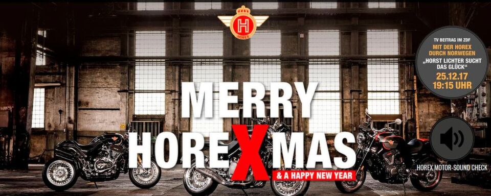Die neue Horex-Homepage, in diesen Tagen natürlich mit dem speziellen X-Mas-Faktor. Die neue Horex-Homepage, in diesen Tagen natürlich mit dem speziellen X-Mas-Faktor.