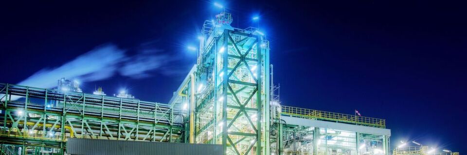Blick auf die Chlorelektrolyse-Anlage in der Shanghaier Covestro-Produktion. Blick auf die Chlorelektrolyse-Anlage in der Shanghaier Covestro-Produktion.