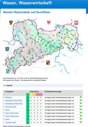 Alle fünf bis 15 Minuten wird das Portal mit aktuellen Daten der über 470 Messstationen aus ganz Sachsen gespeist. Alle fünf bis 15 Minuten wird das Portal mit aktuellen Daten der über 470 Messstationen aus ganz Sachsen gespeist.