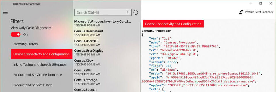 Mit dem Windows Diagnostic Data Viewer bekommen Windows-10-Anwender ein Tool, mit dem sie kontrollieren können, welche Diagnosedaten das Betriebssystem an Microsoft überträgt. Mit dem Windows Diagnostic Data Viewer bekommen Windows-10-Anwender ein Tool, mit dem sie kontrollieren können, welche Diagnosedaten das Betriebssystem an Microsoft überträgt.