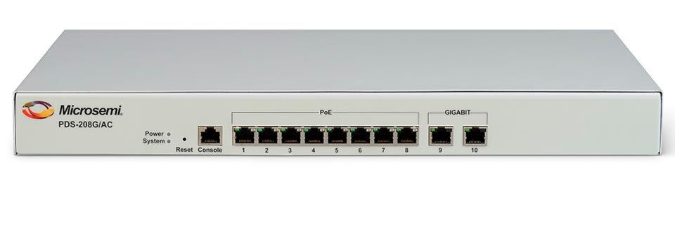 Der Microsemi-Switch PDS-208G PoE ist mit acht PoE-Ports und zwei Gigabit-Ports ausgestattet. Der Microsemi-Switch PDS-208G PoE ist mit acht PoE-Ports und zwei Gigabit-Ports ausgestattet.