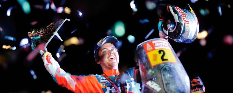 Matthias Walkner sicherte mit seiner KTM 450 Rally dem österreichischen Hersteller bereits den 17. Sieg in Folge. Matthias Walkner sicherte mit seiner KTM 450 Rally dem österreichischen Hersteller bereits den 17. Sieg in Folge.