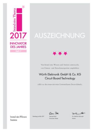 Ausgezeichnet: 2017 wurde Würth von Statista und brandeins zum Innovator des Jahres ernannt. Ausgezeichnet: 2017 wurde Würth von Statista und brandeins zum Innovator des Jahres ernannt.