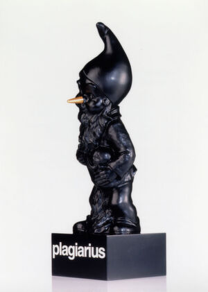 The “Plagiarius” trophy — a black gnome with a golden nose — is a symbol of the exorbitant earnings product pirates collect at the cost of innovative companies. This gnome was created to express the German aphorism “to earn oneself a golden nose” which means, “to earn a fortune”. The “Plagiarius” trophy — a black gnome with a golden nose — is a symbol of the exorbitant earnings product pirates collect at the cost of innovative companies. This gnome was created to express the German aphorism “to earn oneself a golden nose” which means, “to earn a fortune”.