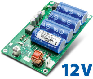 Bei dem Modell „UPSIC-1205“ - 12 VDC / 5 A sorgen vier Super Caps für die Zyklenfestigkeit und kurze Ladezeiten. Bei dem Modell „UPSIC-1205“ - 12 VDC / 5 A sorgen vier Super Caps für die Zyklenfestigkeit und kurze Ladezeiten.