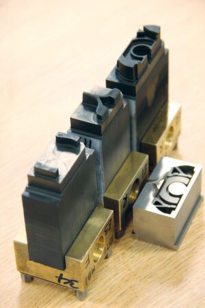 An example of electrodes machined on the V5: A process that used to take weeks is now done in only a couple of hours. An example of electrodes machined on the V5: A process that used to take weeks is now done in only a couple of hours.