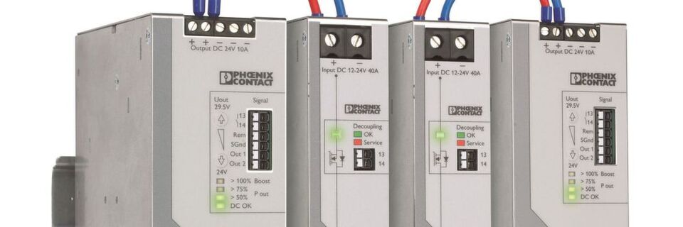 Redundantes Stromversorgungskonzept gegen Ausfälle: Quint Power und Quint S-Oring. Redundantes Stromversorgungskonzept gegen Ausfälle: Quint Power und Quint S-Oring.