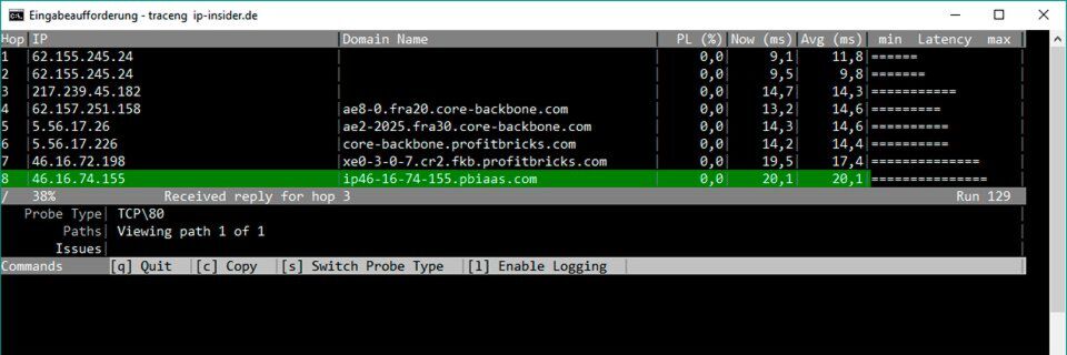 Traceroute NG überwacht Netzwerkpfade kontinuierlich. Traceroute NG überwacht Netzwerkpfade kontinuierlich.