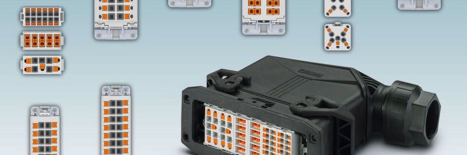 Push-in-Technik: schnell und werkzeuglos verdrahten auch im schweren Steckverbinder mit festpoligen oder modularen Kontakteinsäten. Push-in-Technik: schnell und werkzeuglos verdrahten auch im schweren Steckverbinder mit festpoligen oder modularen Kontakteinsäten.