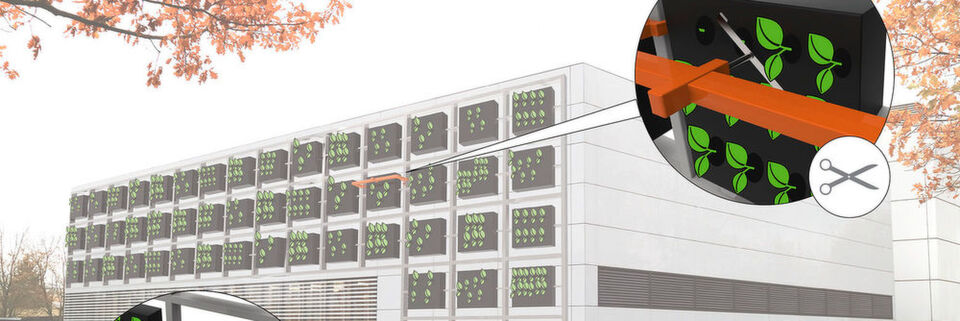 Die automatisierte Fassadenbegrünung ist modular aufgebaut. Sie soll die aufwendige und teure manuelle Pflege überflüssig machen. Die automatisierte Fassadenbegrünung ist modular aufgebaut. Sie soll die aufwendige und teure manuelle Pflege überflüssig machen.
