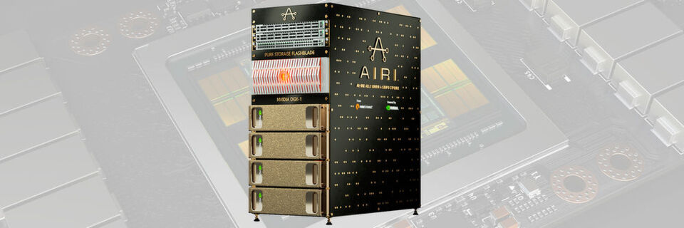 Ein AIRI-System kombiniert vier DGX-1-Rechner von Nvidia, eine Flashblade von Pure Storage sowie 100-GbE-Switches von Arista für die Verbindung zwischen den Komponenten. Ein AIRI-System kombiniert vier DGX-1-Rechner von Nvidia, eine Flashblade von Pure Storage sowie 100-GbE-Switches von Arista für die Verbindung zwischen den Komponenten.