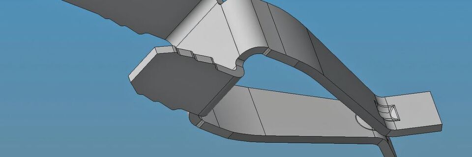 Auf wenige µm genau konstruiert: als Stanzbiegeteil ausgeführte Kontaktfeder für einen Ladestecker für Elektrofahrräder. Auf wenige µm genau konstruiert: als Stanzbiegeteil ausgeführte Kontaktfeder für einen Ladestecker für Elektrofahrräder.