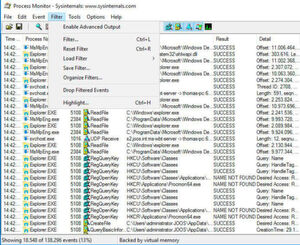 Der Sysinternals Process Monitor kann bei der Leistungsüberwachung helfen. Der Sysinternals Process Monitor kann bei der Leistungsüberwachung helfen.