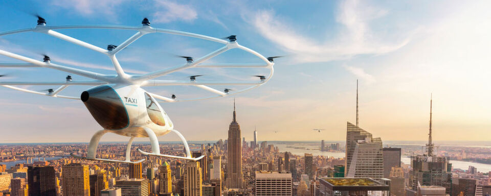 In zehn Jahren bereits sollen die ersten vollausgebauten Volocopter-Lufttaxi-Systeme Realität sein. In zehn Jahren bereits sollen die ersten vollausgebauten Volocopter-Lufttaxi-Systeme Realität sein.