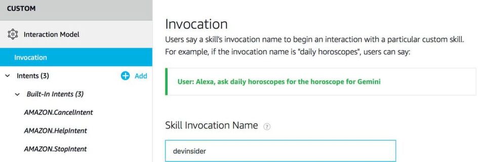 Gute Frage: Wie soll Alexa für den Skill vom Benutzer angesprochen werden? Gute Frage: Wie soll Alexa für den Skill vom Benutzer angesprochen werden?