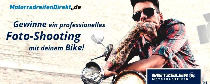 Wer noch bis zum 30. Juni 2018 einen Satz Metzeler-Motorradreifen über Motorradreifendirekt.de kauft, hat die Chance auf ein professionelles Fotoshooting für sich und sein Bike. Wer noch bis zum 30. Juni 2018 einen Satz Metzeler-Motorradreifen über Motorradreifendirekt.de kauft, hat die Chance auf ein professionelles Fotoshooting für sich und sein Bike.