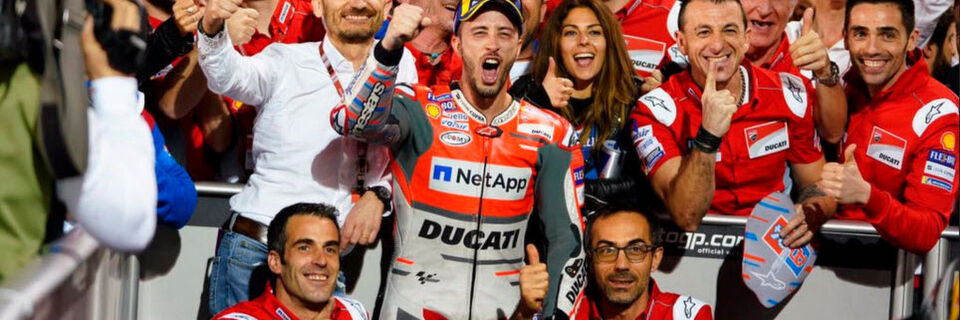 Mit effektivem Datenmanagement auf Platz 1: Gemeinsam mit NetApp sichert sich Ducati den Sieg beim Auftaktrennen der MotoGP 2018. Mit effektivem Datenmanagement auf Platz 1: Gemeinsam mit NetApp sichert sich Ducati den Sieg beim Auftaktrennen der MotoGP 2018.