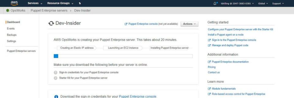 In diesem Tutorial spielen wir das Erstellen eines Master-Servers unter AWS OpsWorks for Puppet Enterprise durch. In diesem Tutorial spielen wir das Erstellen eines Master-Servers unter AWS OpsWorks for Puppet Enterprise durch.