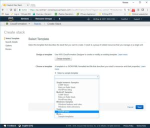 CloudFormer steht als eigenes Template in der AWS Management Console bereit. CloudFormer steht als eigenes Template in der AWS Management Console bereit.