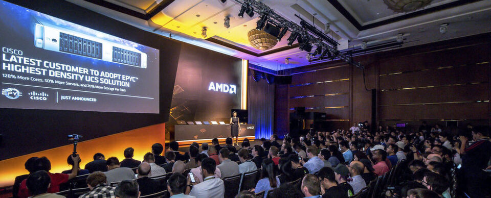 Auf der AMD-Konferenz in Taipeh - zu den Nutzern des Server-Prozessors „Epyc“ gehört nun auch Cisco. Auf der AMD-Konferenz in Taipeh - zu den Nutzern des Server-Prozessors „Epyc“ gehört nun auch Cisco.