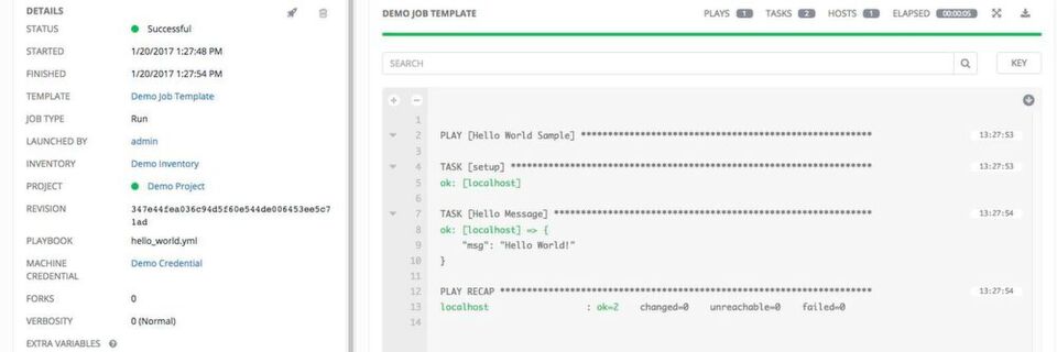 Ansible automatisiert das Konfigurationsmanagement und die Software-Verteilung, eine grafische Schnittstelle existiert mit Ansible Tower. Ansible automatisiert das Konfigurationsmanagement und die Software-Verteilung, eine grafische Schnittstelle existiert mit Ansible Tower.