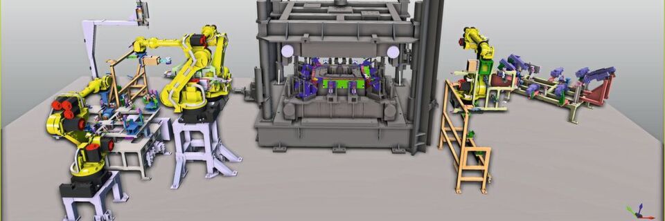 Der digitale Zwilling einer Fertigungszelle, erstellt mit der Software Fastsuite Edition 2. Der digitale Zwilling einer Fertigungszelle, erstellt mit der Software Fastsuite Edition 2.