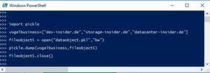Die pickle-Methode dump() schreibt die einem Objekt zugeordneten Daten in eine Datei. Die pickle-Methode dump() schreibt die einem Objekt zugeordneten Daten in eine Datei.