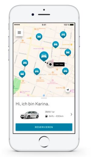 Per App wird das gewünschte Fahrzeug reserviert. Nähert man sich dem Fahrzeug bis auf wenige Meter wird das Smartphone zum Fahrzeugschlüssel. Per App wird das gewünschte Fahrzeug reserviert. Nähert man sich dem Fahrzeug bis auf wenige Meter wird das Smartphone zum Fahrzeugschlüssel.