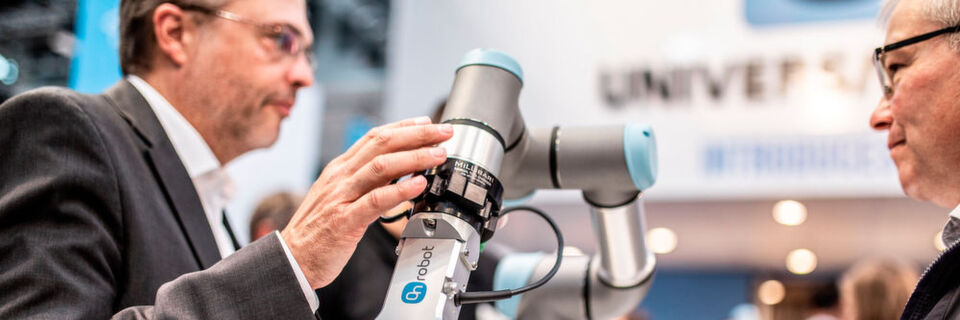 Robotik zum Anfassen: Kollaborierende Roboter waren das bestimmende Thema auf der Automatica 2018. Robotik zum Anfassen: Kollaborierende Roboter waren das bestimmende Thema auf der Automatica 2018.