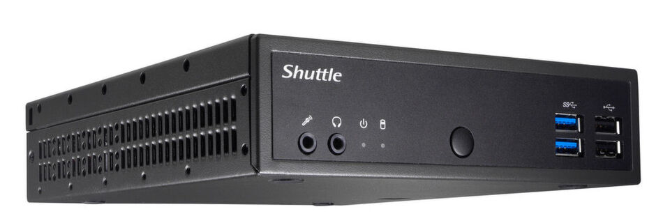 Shuttle liefert den 1,3-Liter-PC DH02U als Barebone ohne Speicher und SSD aus. Beim Prozessor stehen ein Intel Celeron 3865U oder ein Intel Core i5-7200U zur Wahl. Shuttle liefert den 1,3-Liter-PC DH02U als Barebone ohne Speicher und SSD aus. Beim Prozessor stehen ein Intel Celeron 3865U oder ein Intel Core i5-7200U zur Wahl.
