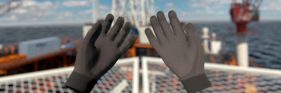 Bei der „Offshore Rig VR-Experience“ von Dräger taucht der Nutzer in eine Bohrinsel-Szenerie ein und gerät in einen simulierten Notfall. Bei der „Offshore Rig VR-Experience“ von Dräger taucht der Nutzer in eine Bohrinsel-Szenerie ein und gerät in einen simulierten Notfall.