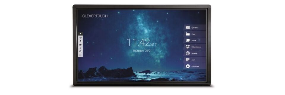 Die Touchscreen-Displays aus der Pro-Serie von Clevertouch sind für den Einsatz in Firmen ausgelegt. Die neuen Modelle nutzen eine kapazitive Technologie für Touch- und Stift-Erfassung. Die Touchscreen-Displays aus der Pro-Serie von Clevertouch sind für den Einsatz in Firmen ausgelegt. Die neuen Modelle nutzen eine kapazitive Technologie für Touch- und Stift-Erfassung.