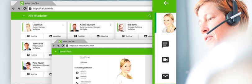 Die Software zeigt Profilbild, Verfügbarkeit und Kontaktinformationen des Ansprechpartners an. Die Software zeigt Profilbild, Verfügbarkeit und Kontaktinformationen des Ansprechpartners an.