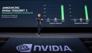 Bei Hardwarebeschleunigern ist ohne überzeugende Benchmarks kein Blumentopf zu gewinnen; in der Abbildung: die Vorstellung von „Nvidia TensorRT 3“. Bei Hardwarebeschleunigern ist ohne überzeugende Benchmarks kein Blumentopf zu gewinnen; in der Abbildung: die Vorstellung von „Nvidia TensorRT 3“.