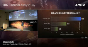 Abgeseilt: Nach der Präsentation von Raja Koduri, SVP und Chief Architekt der Radeon Tech Group Leader bei AMD, auf dem 2017 Financial Analyst Day, musste sich Intel für die schwache KI-Performance in den Boden schämen; Koduri hat sich mit den überzeugenden Benchmarks offenbar einen Job eingehandelt, denn er ist heute als SVP der Core and Visual Computing Group bei Intel tätig. Abgeseilt: Nach der Präsentation von Raja Koduri, SVP und Chief Architekt der Radeon Tech Group Leader bei AMD, auf dem 2017 Financial Analyst Day, musste sich Intel für die schwache KI-Performance in den Boden schämen; Koduri hat sich mit den überzeugenden Benchmarks offenbar einen Job eingehandelt, denn er ist heute als SVP der Core and Visual Computing Group bei Intel tätig.