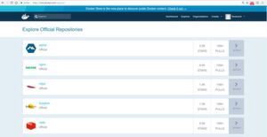 Mit „official“ gekennzeichneten Repositories enthalten verifizierte Images. Mit „official“ gekennzeichneten Repositories enthalten verifizierte Images.
