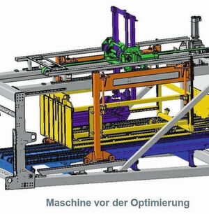 Man konzentriere den Blick auf die lila gefärbten Maschinenkomponenten. Hier die Wellpappen-Verarbeitungsanlage vor ihrer leichtbautechnischen Optimierung im Rahmen des geförderten „PoKoGeLe“-Projekts, bei dem auch die Expertise des Unternehmens Wilhelm Bahmüller eine große Rolle spielte. Man konzentriere den Blick auf die lila gefärbten Maschinenkomponenten. Hier die Wellpappen-Verarbeitungsanlage vor ihrer leichtbautechnischen Optimierung im Rahmen des geförderten „PoKoGeLe“-Projekts, bei dem auch die Expertise des Unternehmens Wilhelm Bahmüller eine große Rolle spielte.