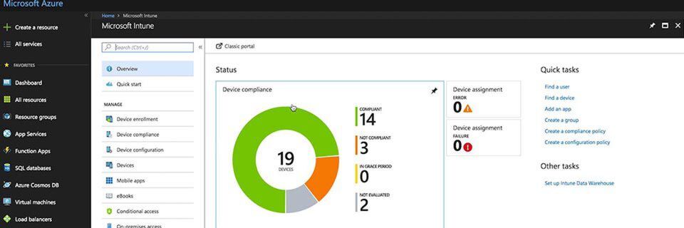 Mit TeamViewer können Fernsteuerungssitzungen direkt aus dem Intune-Dashboard heraus gestartet werden. Mit TeamViewer können Fernsteuerungssitzungen direkt aus dem Intune-Dashboard heraus gestartet werden.