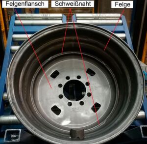 Der polnische Landmaschinenhersteller Pronar setzt beim Schweißen von Stahlfelgen auf Technik von Dinse. Um ein solches Rad für schwere Maschinen zu fertigen, müssen die Felgen mit dem Felgenflansch verbunden werden. Dafür sorgen jetzt vier Komplettsystem von der Stromquelle über die Drahtvorschübe bis hin zu den MIG/MAG-Schweißgarnituren. Der polnische Landmaschinenhersteller Pronar setzt beim Schweißen von Stahlfelgen auf Technik von Dinse. Um ein solches Rad für schwere Maschinen zu fertigen, müssen die Felgen mit dem Felgenflansch verbunden werden. Dafür sorgen jetzt vier Komplettsystem von der Stromquelle über die Drahtvorschübe bis hin zu den MIG/MAG-Schweißgarnituren.