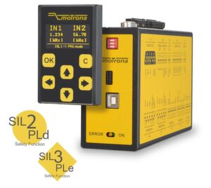Die neue DS250/DS260-Generation der zertifizierten Drehzahl-, Stillstands- und Drehrichtungswächter der DS-Serie von Motrona erreichen mit einem zertifizierten Inkrementalgeber SIL2/PLd oder mit zwei nicht zertifizierten inkrementellen Sensoren bis zu SIL3/PLe. Die neue DS250/DS260-Generation der zertifizierten Drehzahl-, Stillstands- und Drehrichtungswächter der DS-Serie von Motrona erreichen mit einem zertifizierten Inkrementalgeber SIL2/PLd oder mit zwei nicht zertifizierten inkrementellen Sensoren bis zu SIL3/PLe.
