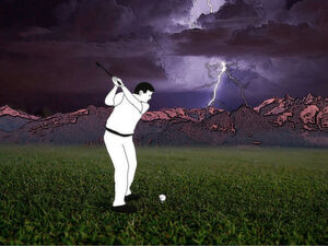 Golfen bei Gewitter? Schutz suchen in Autos oder Schutzhütten mit Blitzschutzsystem. Golfen bei Gewitter? Schutz suchen in Autos oder Schutzhütten mit Blitzschutzsystem.