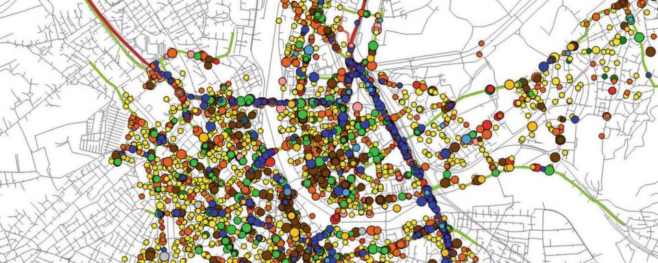 Die Stadt Basel will Unfälle digital erfassen und auswerten – und so zur verkehrssichersten Stadt der Welt werden. Im Bild: eine elektronische Unfalltypenkarte. Die Stadt Basel will Unfälle digital erfassen und auswerten – und so zur verkehrssichersten Stadt der Welt werden. Im Bild: eine elektronische Unfalltypenkarte.