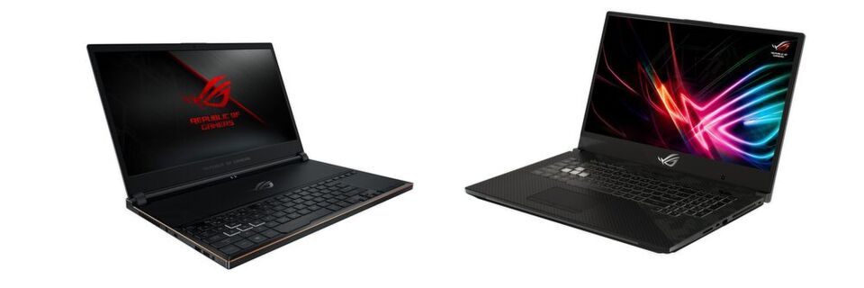 Das Asus ROG Zephyrus S ist ein sehr flaches 15,6-Zoll-Gaming-Notebook und auch das ROG Strix Scar II ist für einen leistungsstarken 17,3-Zöller recht kompakt ausgefallen. Das Asus ROG Zephyrus S ist ein sehr flaches 15,6-Zoll-Gaming-Notebook und auch das ROG Strix Scar II ist für einen leistungsstarken 17,3-Zöller recht kompakt ausgefallen.