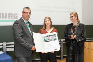L-R: M.Vieth, Agnes Bussmann with the Award for Best Master's Thesis and Prof. B. Vogel-Heuser. L-R: M.Vieth, Agnes Bussmann with the Award for Best Master's Thesis and Prof. B. Vogel-Heuser.