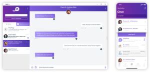 Ansichten der MediOne-Anwendung auf PC und Smartphone: Kontakte und Konversationen komfortabel im Überblick Ansichten der MediOne-Anwendung auf PC und Smartphone: Kontakte und Konversationen komfortabel im Überblick