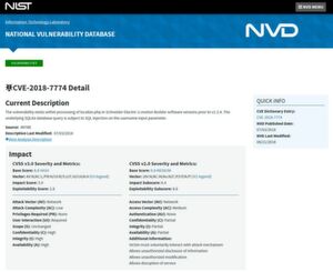 Ein aktueller CVE-Eintrag in der National Vulnerability Database. Ein aktueller CVE-Eintrag in der National Vulnerability Database.
