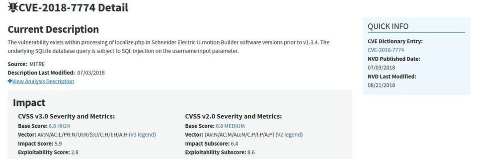 Ein aktueller CVE-Eintrag in der National Vulnerability Database. Ein aktueller CVE-Eintrag in der National Vulnerability Database.