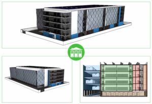 So das neue Co-Location-Rechenzentrum in der Planung, mit 10 x 1500 Kilovoltampere-Modulen So das neue Co-Location-Rechenzentrum in der Planung, mit 10 x 1500 Kilovoltampere-Modulen