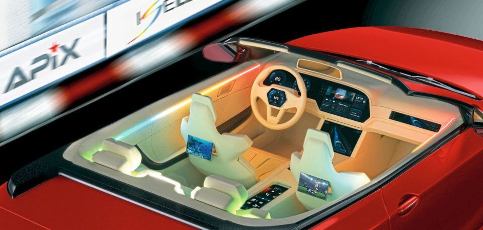 Vielfältige Beleuchtung im Fahrzeug: Mit ISELED können Hersteller Lichtfunktionen vielfältig und einfach entwickeln. Herzstück ist ein Controller-Chip. Vielfältige Beleuchtung im Fahrzeug: Mit ISELED können Hersteller Lichtfunktionen vielfältig und einfach entwickeln. Herzstück ist ein Controller-Chip.